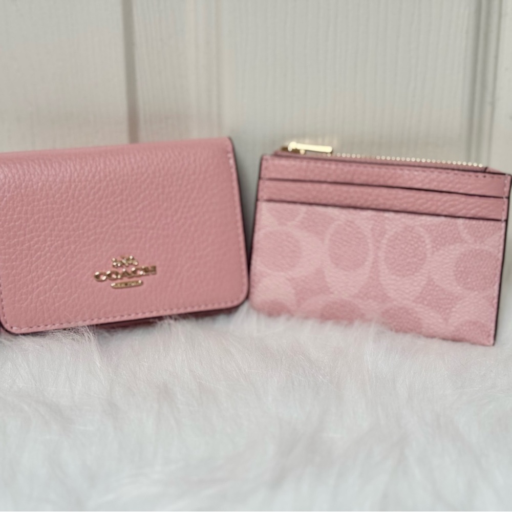 Coach Powder Pink Wallet and Cardholder Set